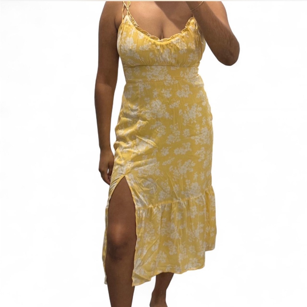 Abercrombie & Fitch Yellow Floral Midi Dress